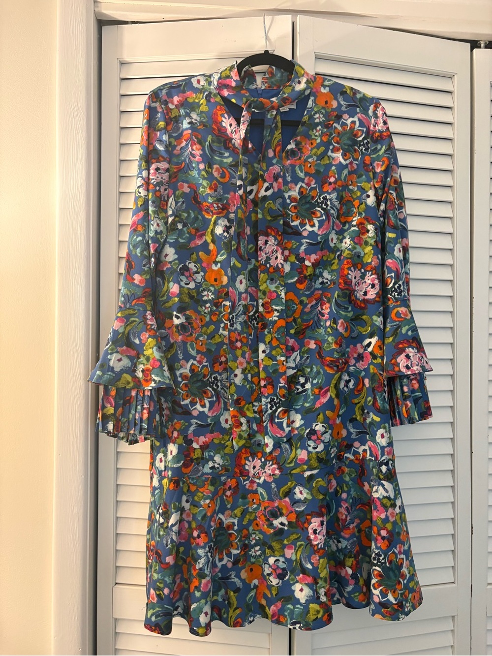 Floral Tie-Neck A-Line Dress